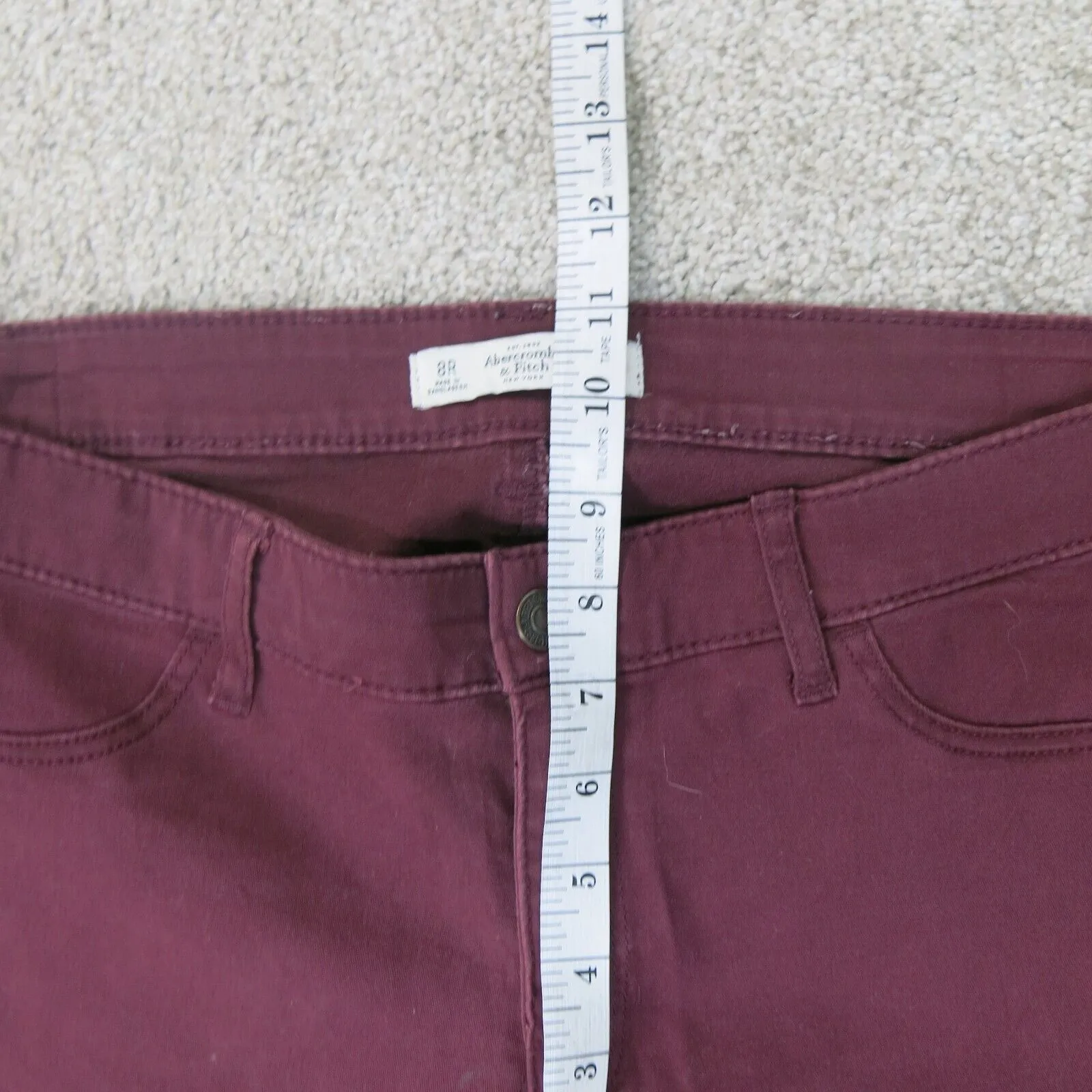 Abercrombie & Fitch Womens Jeans Skinny Leg Mid Rise Pockets Maroon Size W29XL29