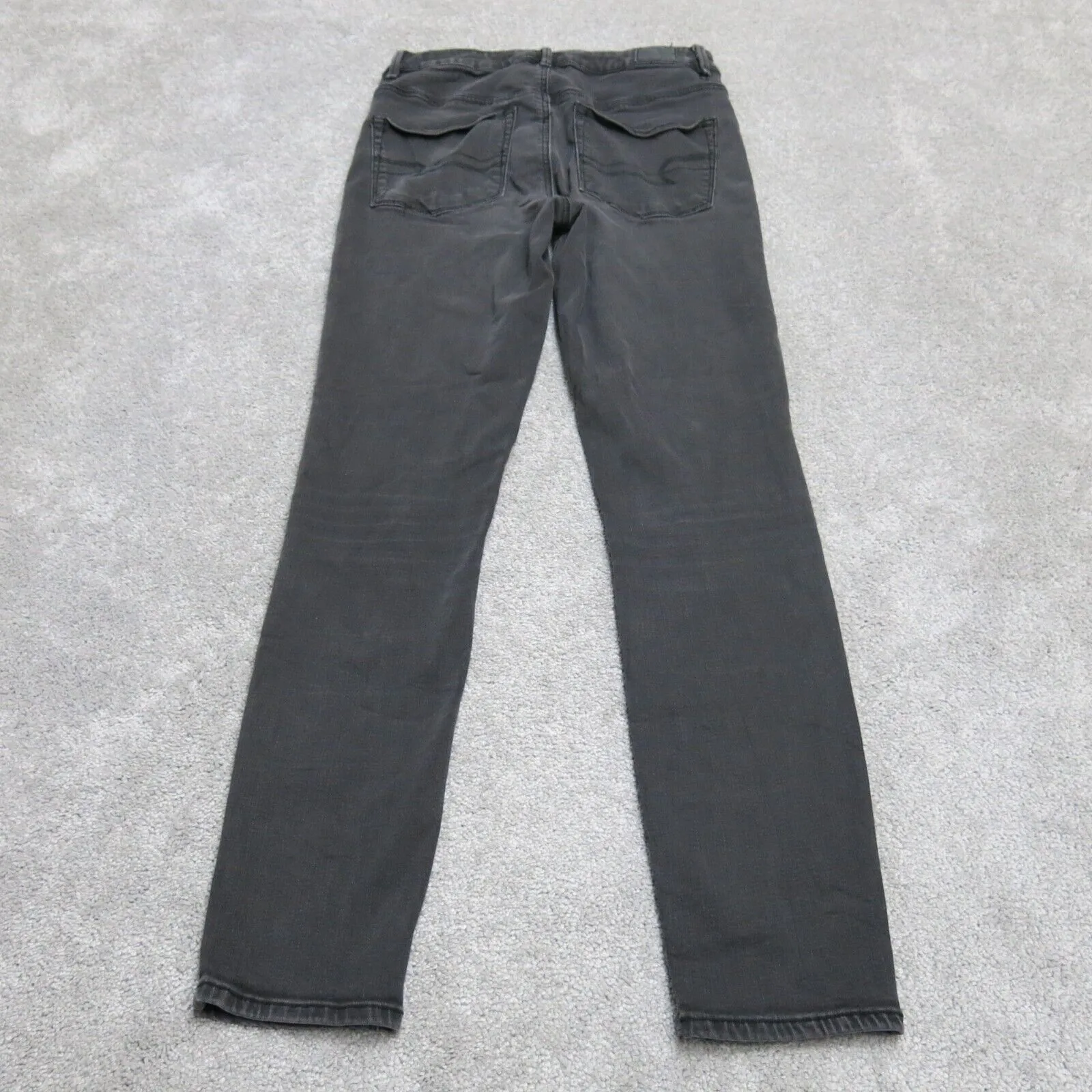 American Eagle Womens Skinny Leg Jeans Denim Stretch Mid Rise Cotton Black SZ 6