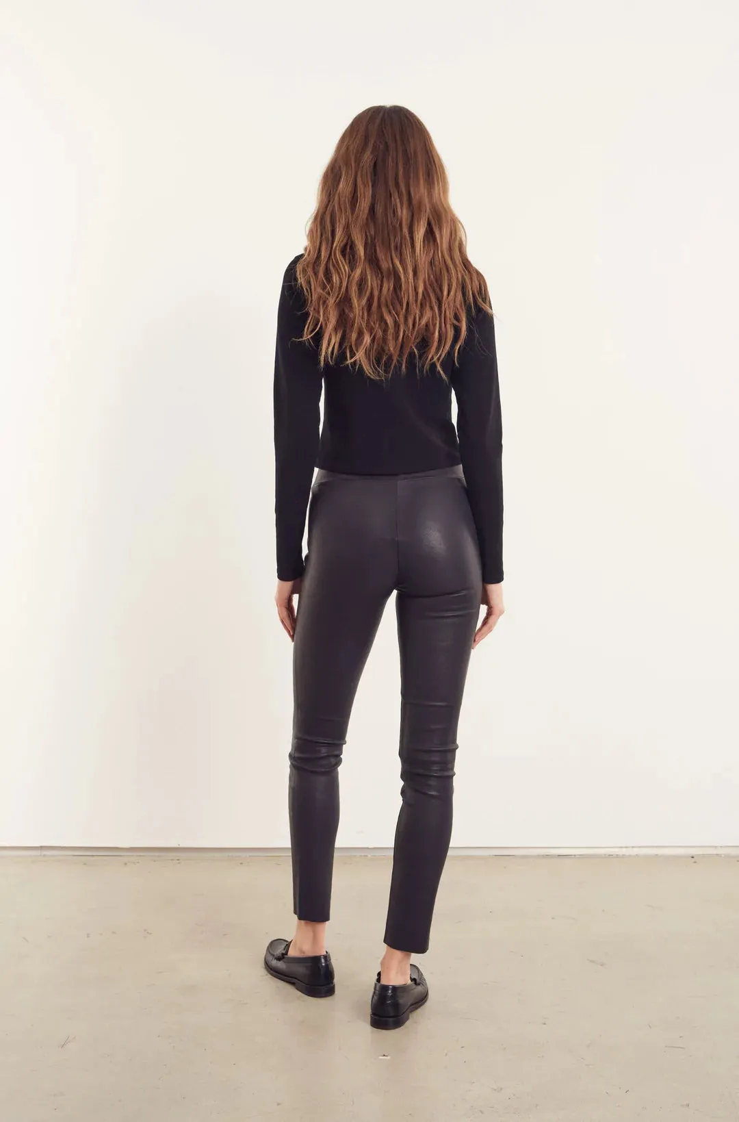 Ankle Leather Legging - Navy