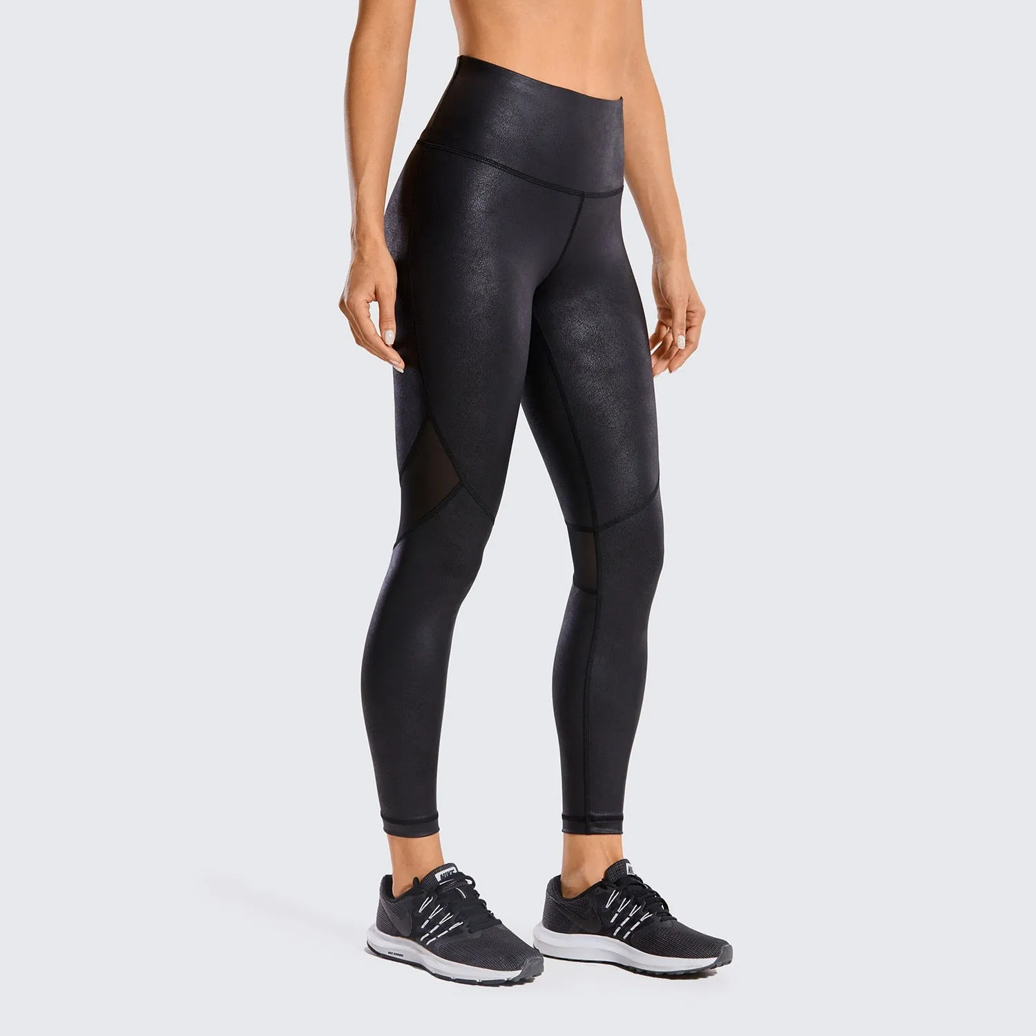 Ariel High Waist Faux Leather Matte Coated Leggings - Black/Green