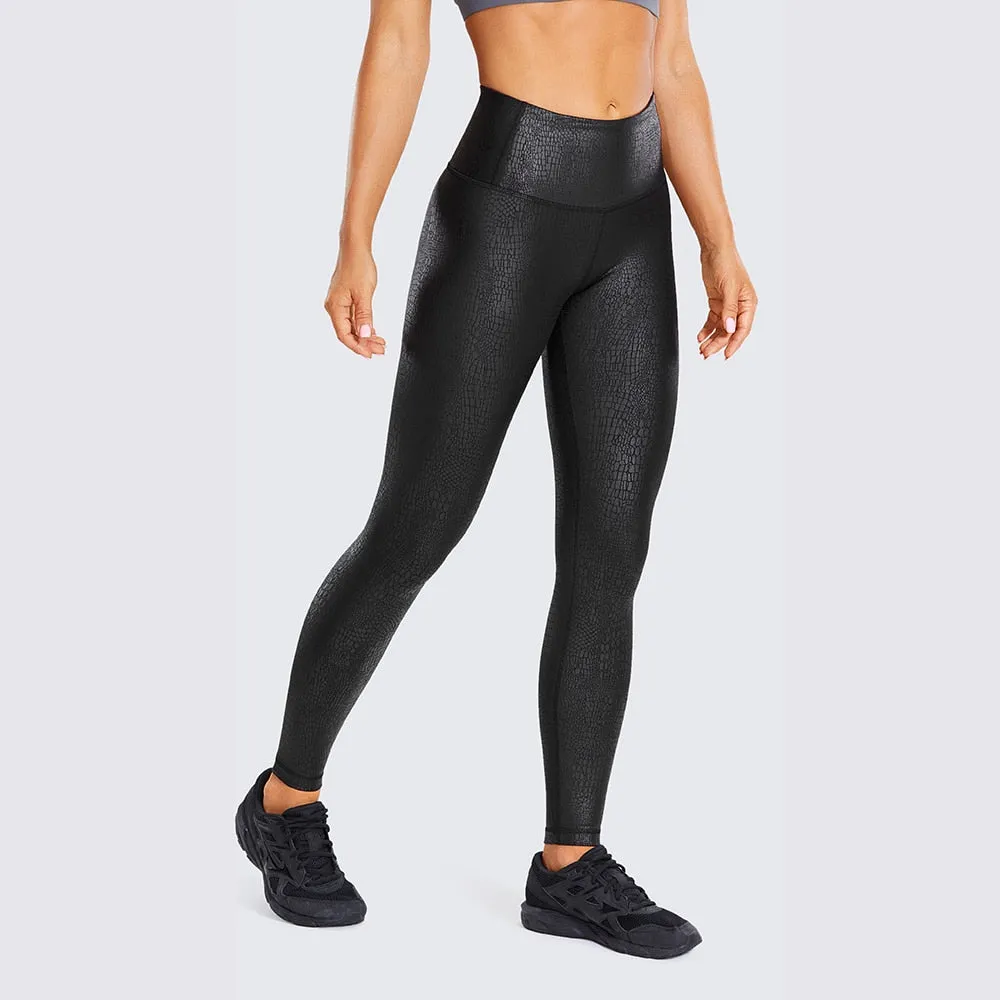 Ariel High Waist Faux Leather Matte Coated Leggings - Black/Green