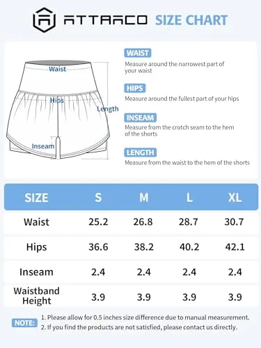 ATTRACO 2 in 1 Swim Shorts Women Board Shorts with Pockets Tankini Shorts Beach Bottom S