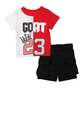 Baby Boys 0-9M GOAT 23 Graphic Tee and Cargo Shorts