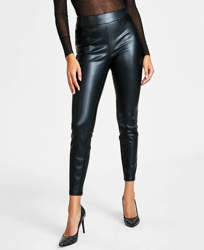 Bar III Women's Soft Faux Leather Leggings, Black