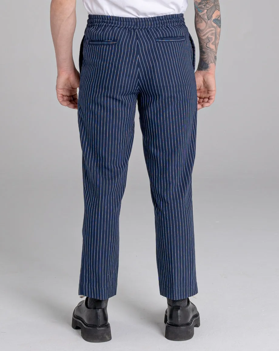 BARLETTA UNISEX PINSTRIPE TAPERED TROUSER | NAVY