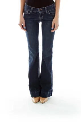 Blue Flared-Leg Jeans