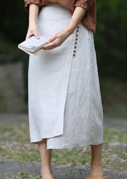 Boutique White asymmetrical design elastic waist A Line Skirts Spring