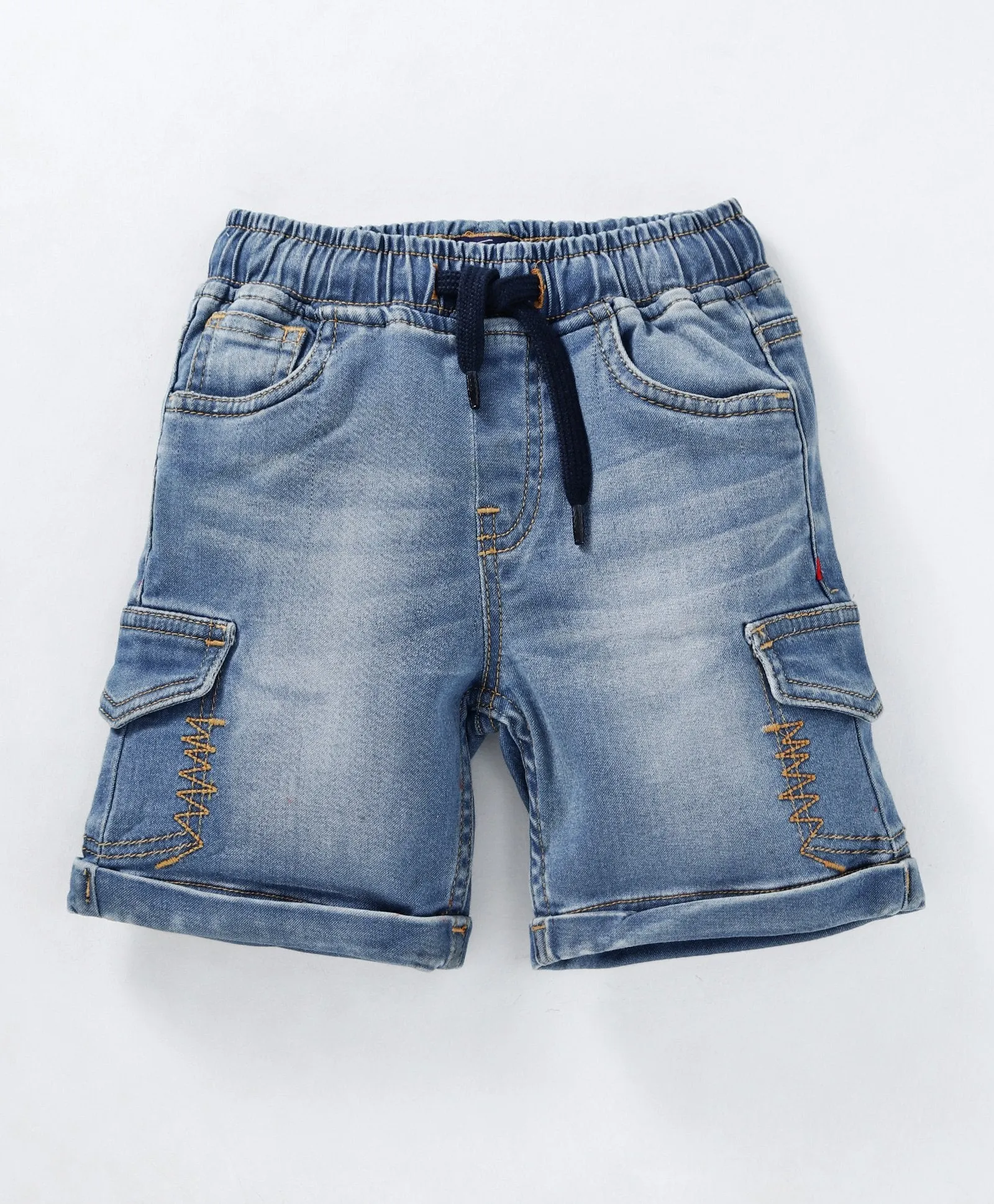 Boys Denim Cargo Shorts with roll up hem