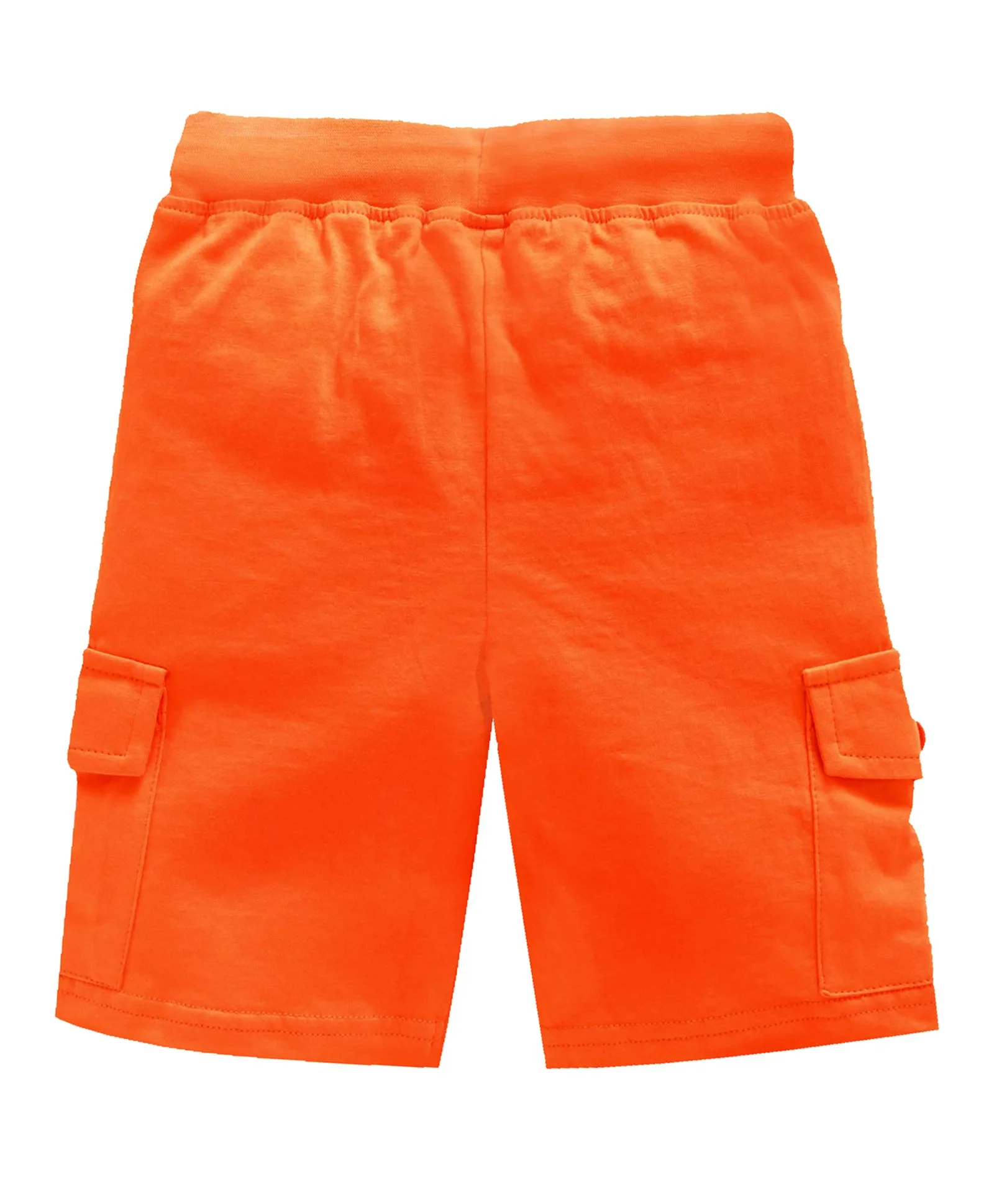 Boys Solid Knee Length Knit Cargo Shorts - Pack Of 2