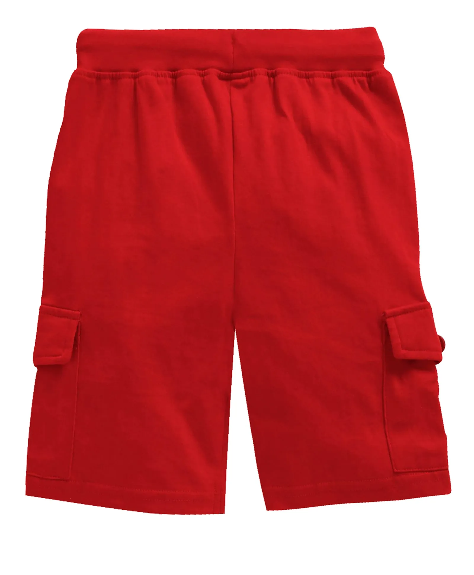 Boys Solid Knee Length Knit Cargo Shorts - Pack Of 2