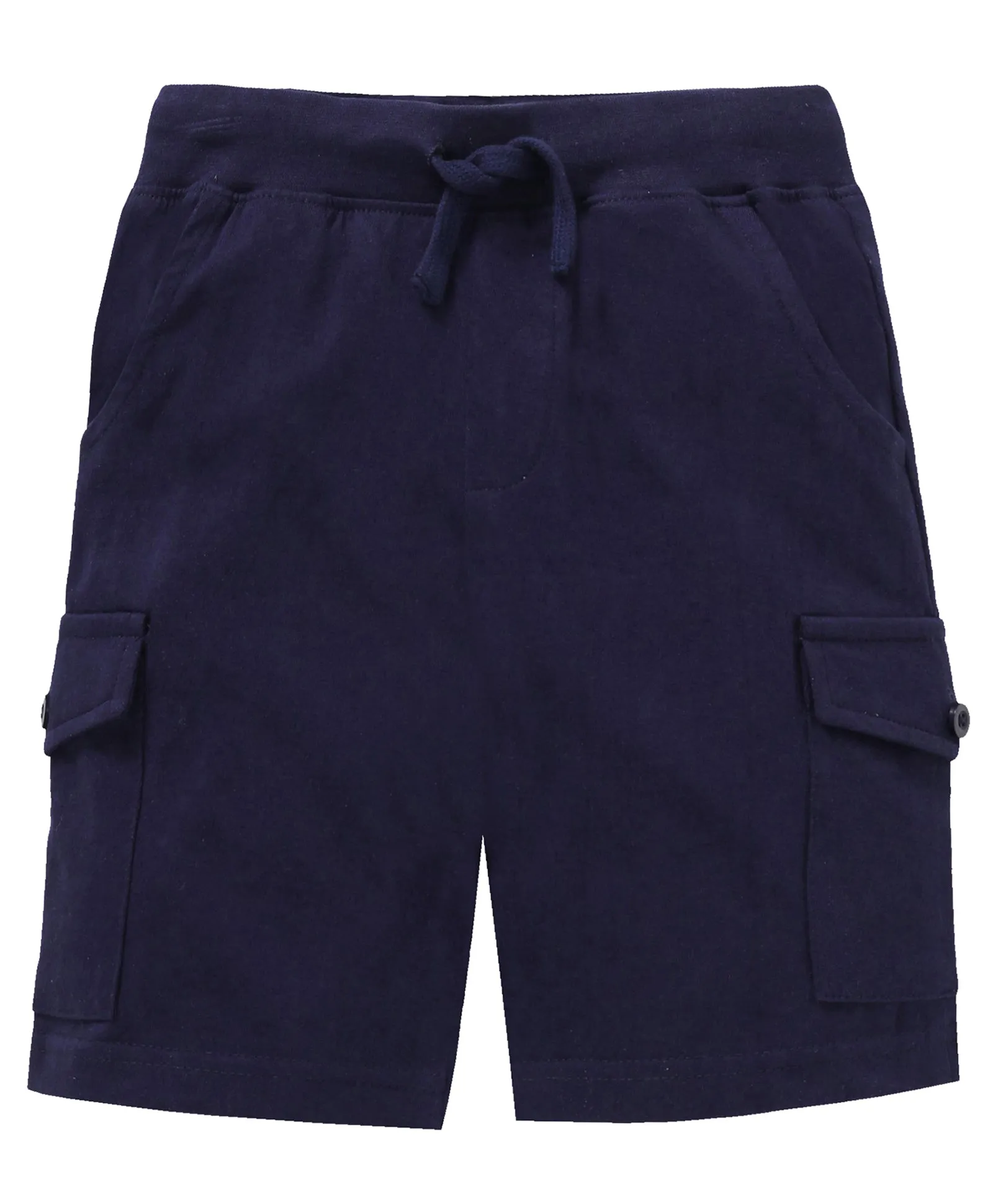 Boys Solid Knee Length Knit Cargo Shorts - Pack Of 2