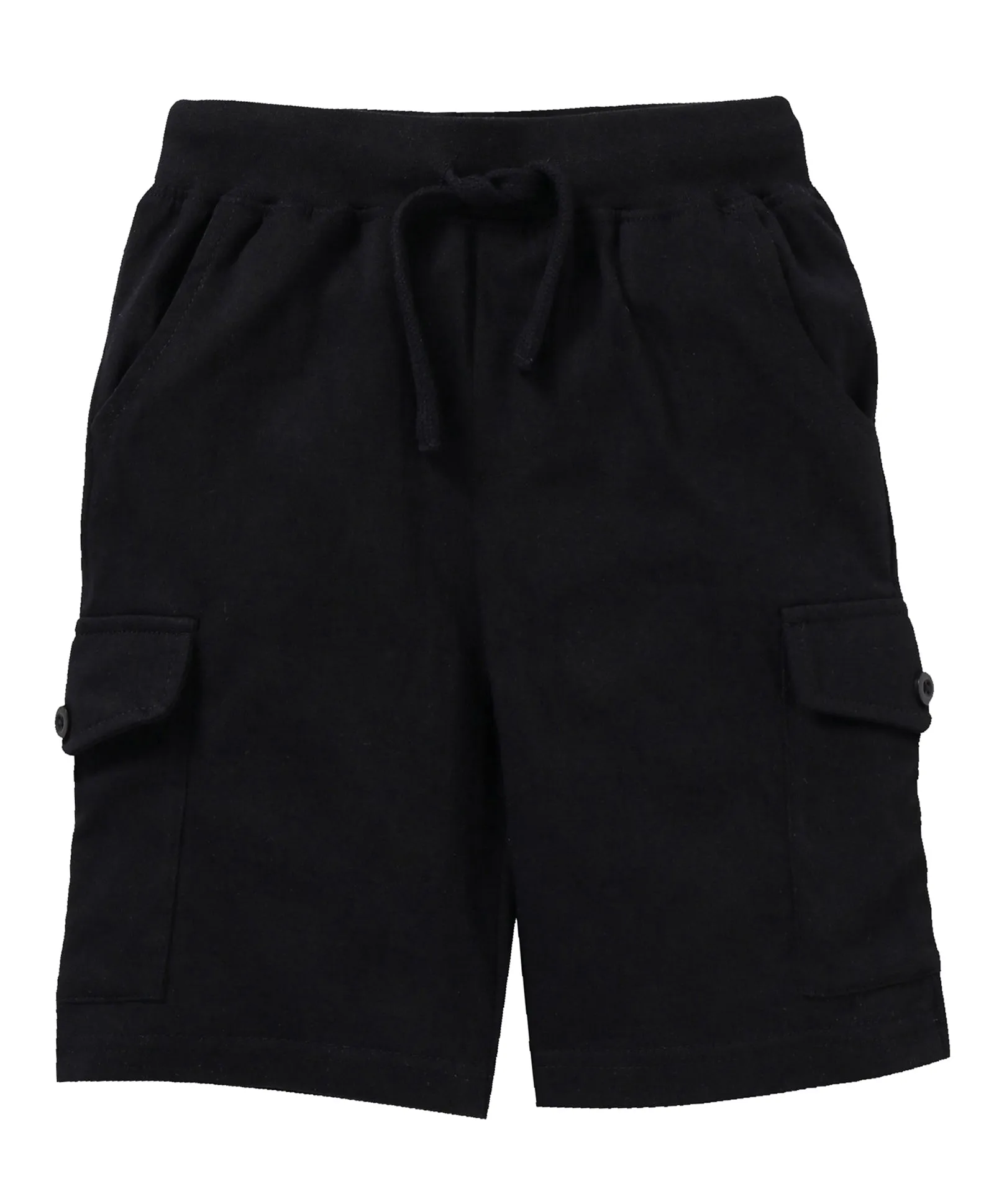 Boys Solid Knee Length Knit Cargo Shorts - Pack Of 2