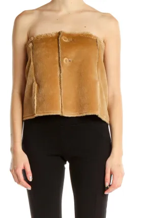 Brown Faux Fur Reworked Fun Tube Top