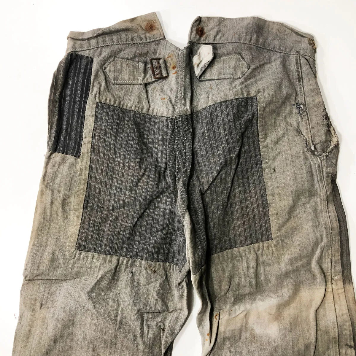 C1920 French Pinstripe Workwear Patchwork Trousers