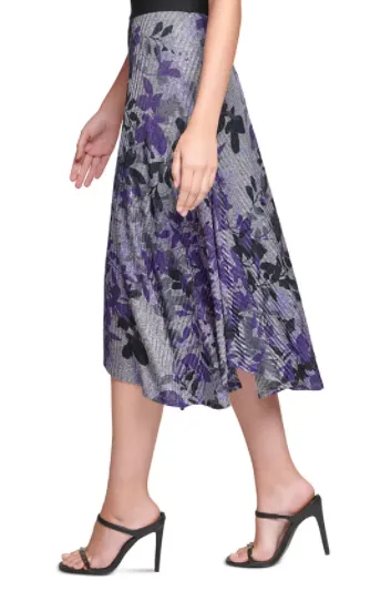 Calvin Klein Floral-Print Asymmetrical MIDI Skirt, Size XL