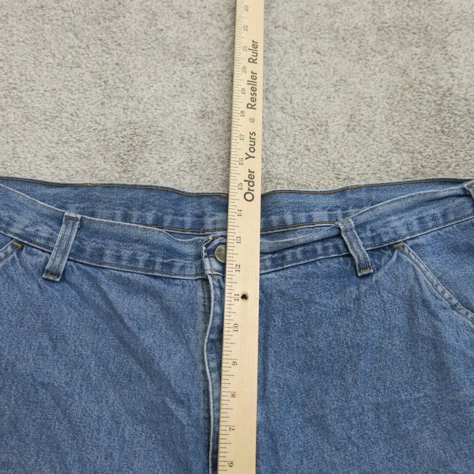 Carhartt Jeans Mens 38 Blue Denim Stretch Wide Leg High Rise Logo 5 Pockets