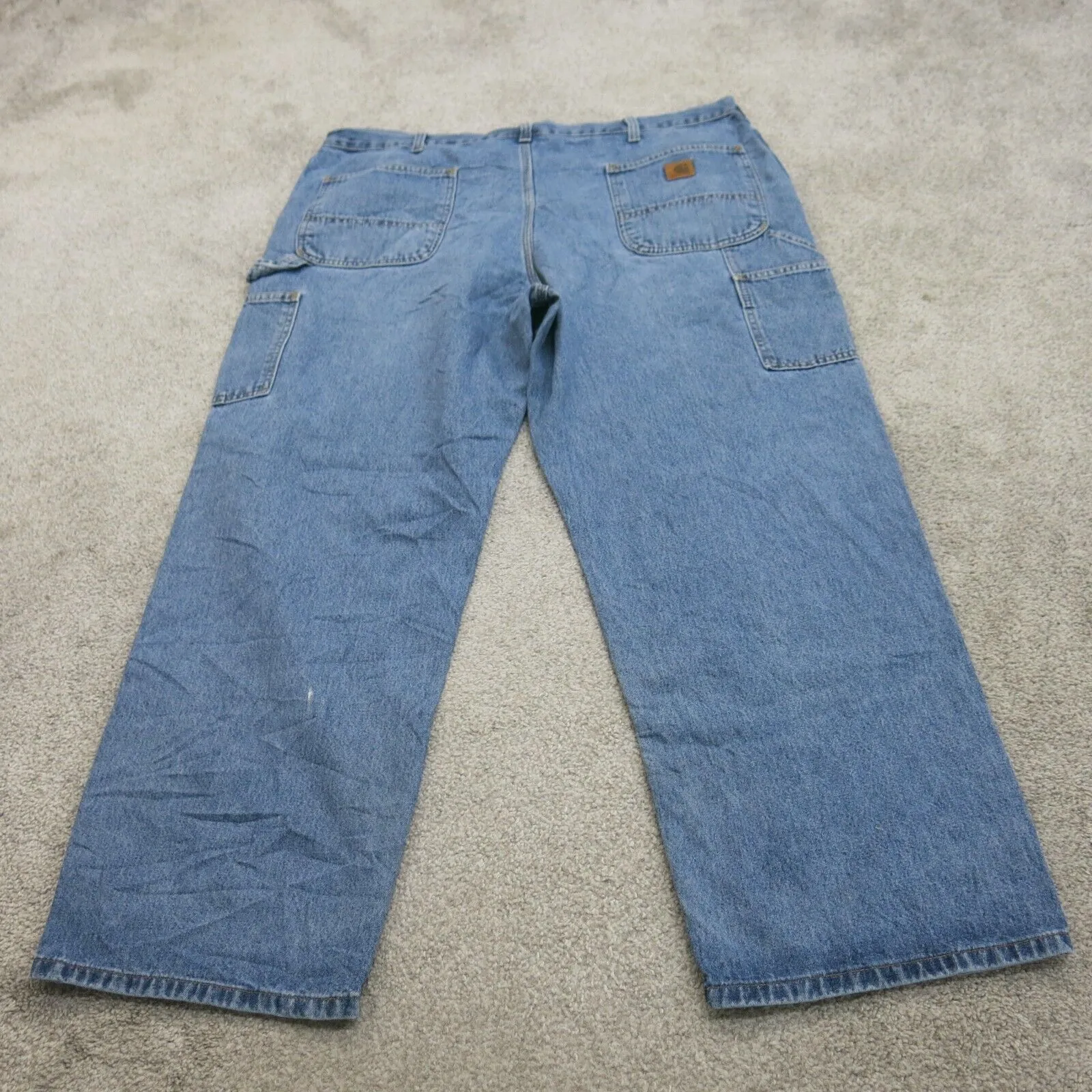 Carhartt Jeans Mens 38 Blue Denim Stretch Wide Leg High Rise Logo 5 Pockets