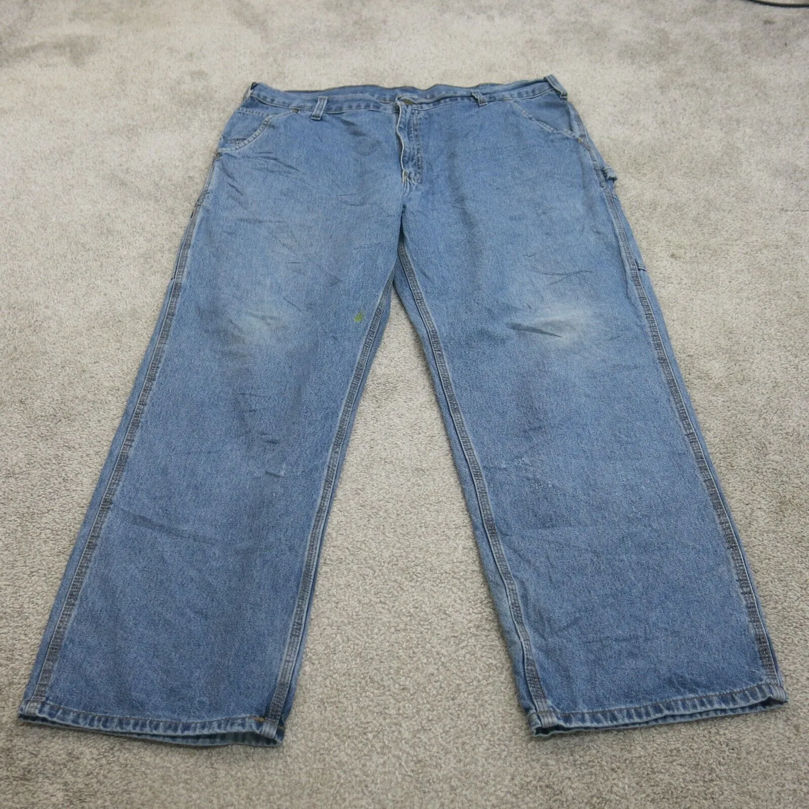 Carhartt Jeans Mens 38 Blue Denim Stretch Wide Leg High Rise Logo 5 Pockets