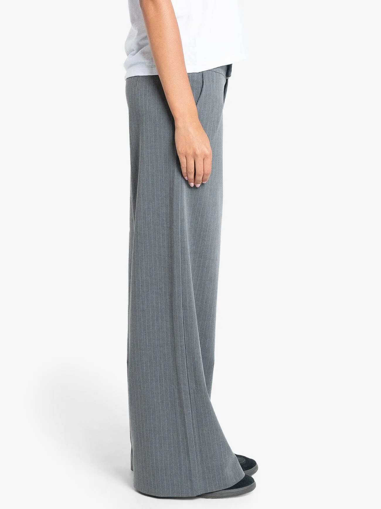 Christina Pinstripe Trouser - Metal Grey