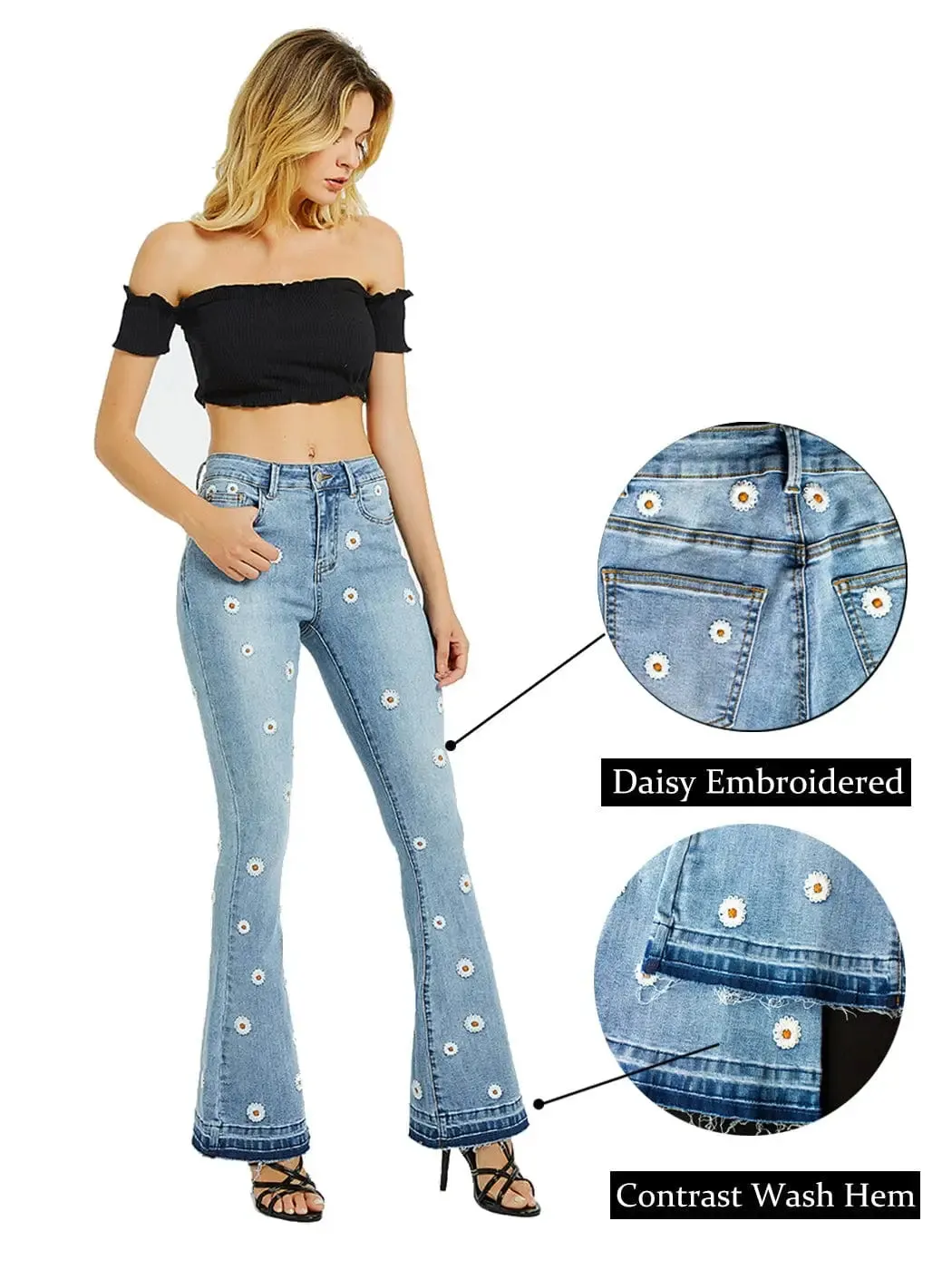 Daisy Embroidered Denim Jeans