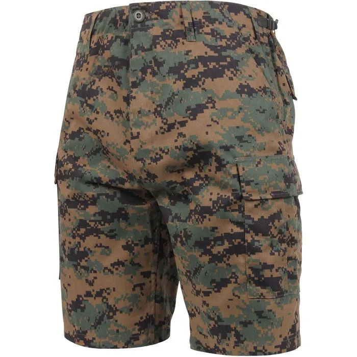 Digital Woodland Camouflage - Military Cargo BDU Shorts - Polyester Cotton Twill