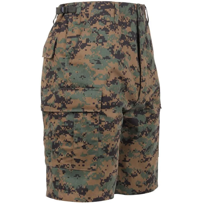 Digital Woodland Camouflage - Military Cargo BDU Shorts - Polyester Cotton Twill