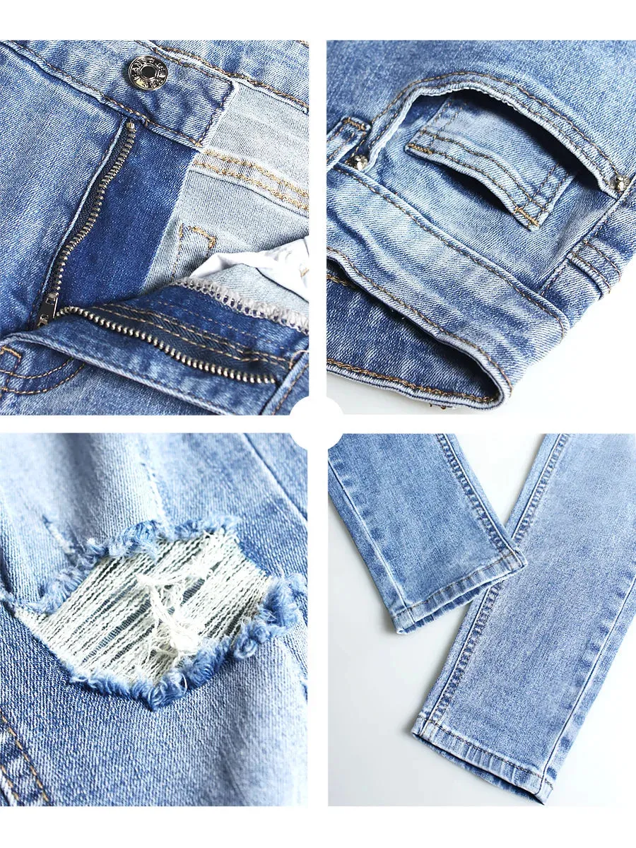 Distressed Jeans For Women Stretchy Pencil Skinny Denim Pants