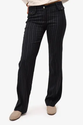 Dolce & Gabbana Black/White Pinstripe Wide Leg Trousers Size 42