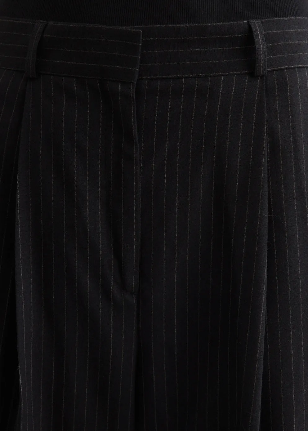 Double-Pleated Tailored Pinstripe Trousers