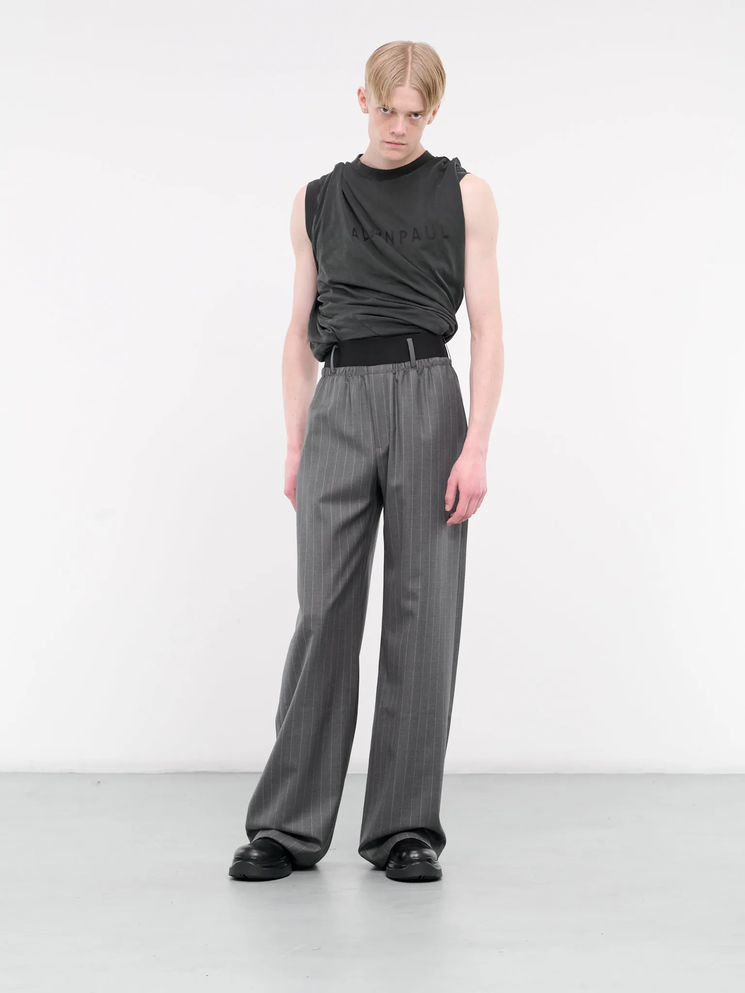 Elasticated Pinstripe Trousers (S1UPA02-GREY-PINSTRIPE)