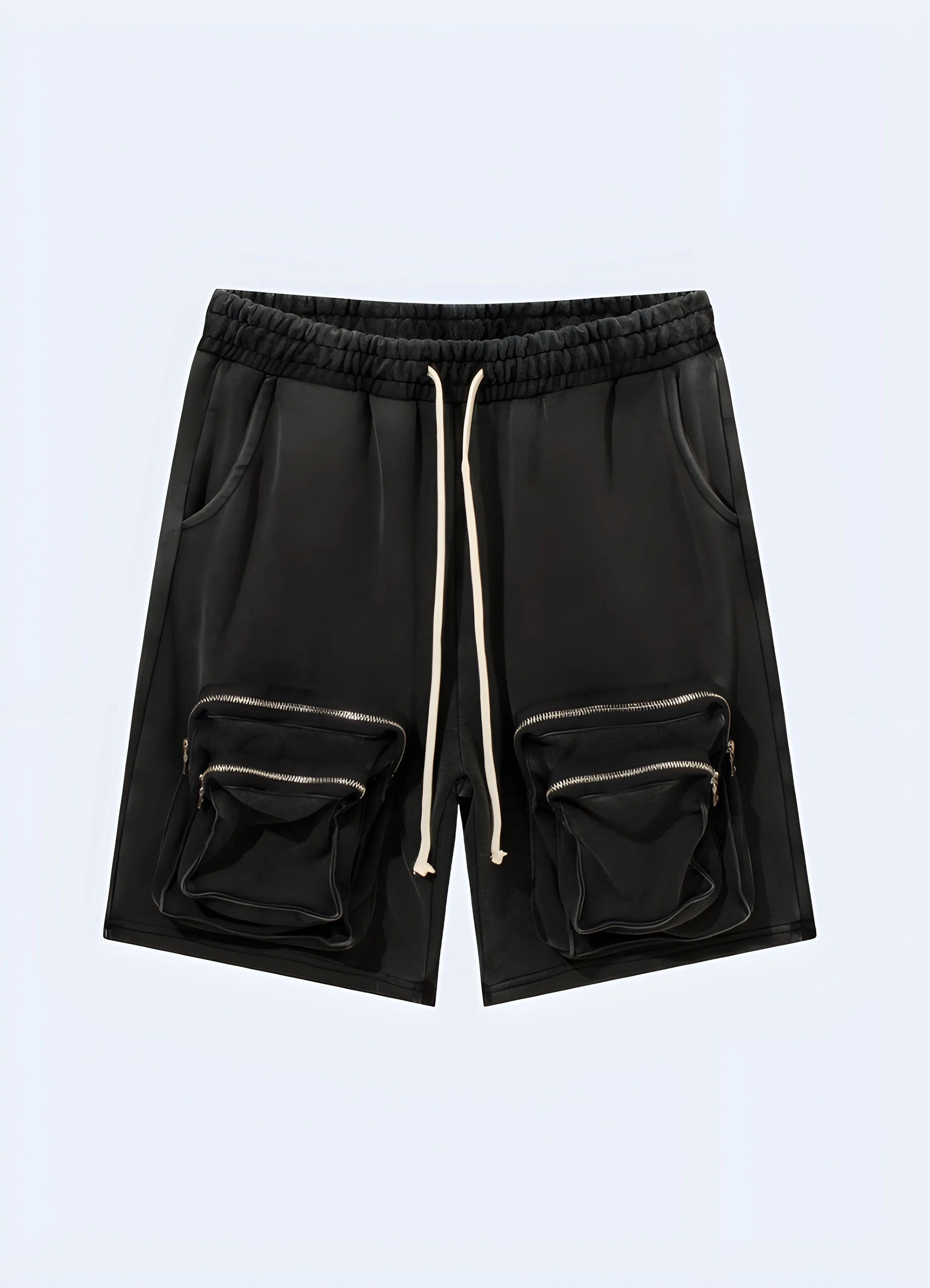 Layered Pocket Zipper Cargo Shorts