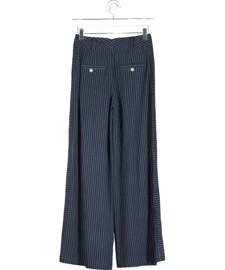 Loves & Roses Blue Tailored Pinstripe Wide Leg Trousers UK 6