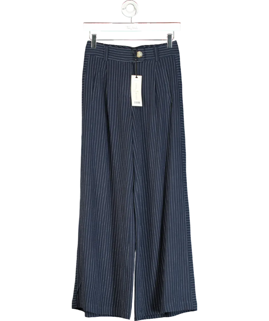 Loves & Roses Blue Tailored Pinstripe Wide Leg Trousers UK 6