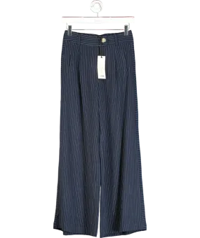 Loves & Roses Blue Tailored Pinstripe Wide Leg Trousers UK 6