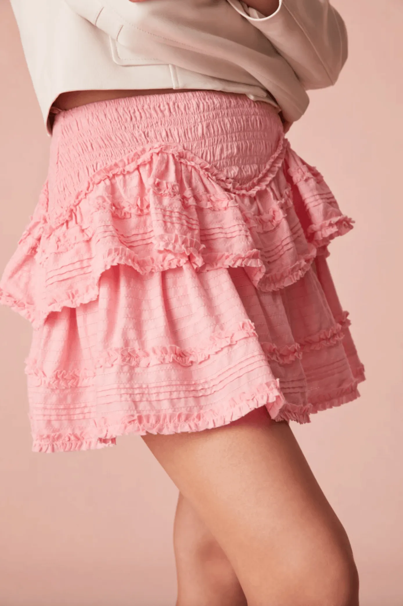 LoveShackFancy Tribeca Skirt Bubblegum