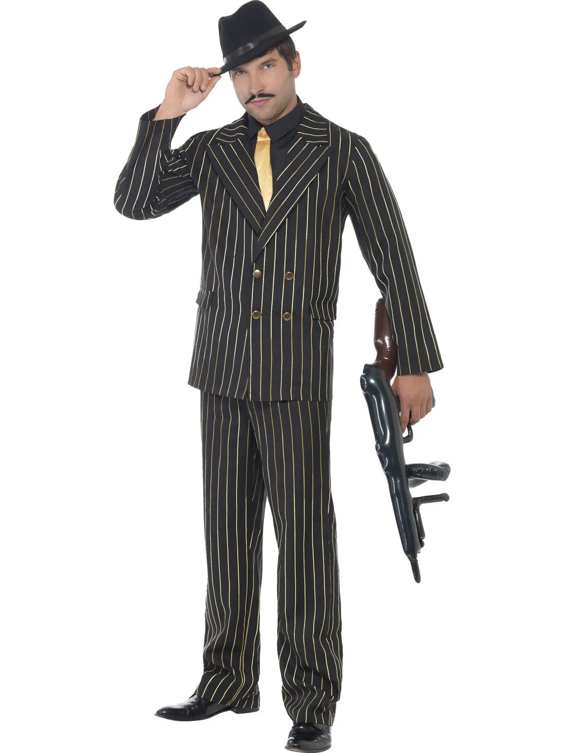 Mens Costume - Gold Pinstripe Gangster