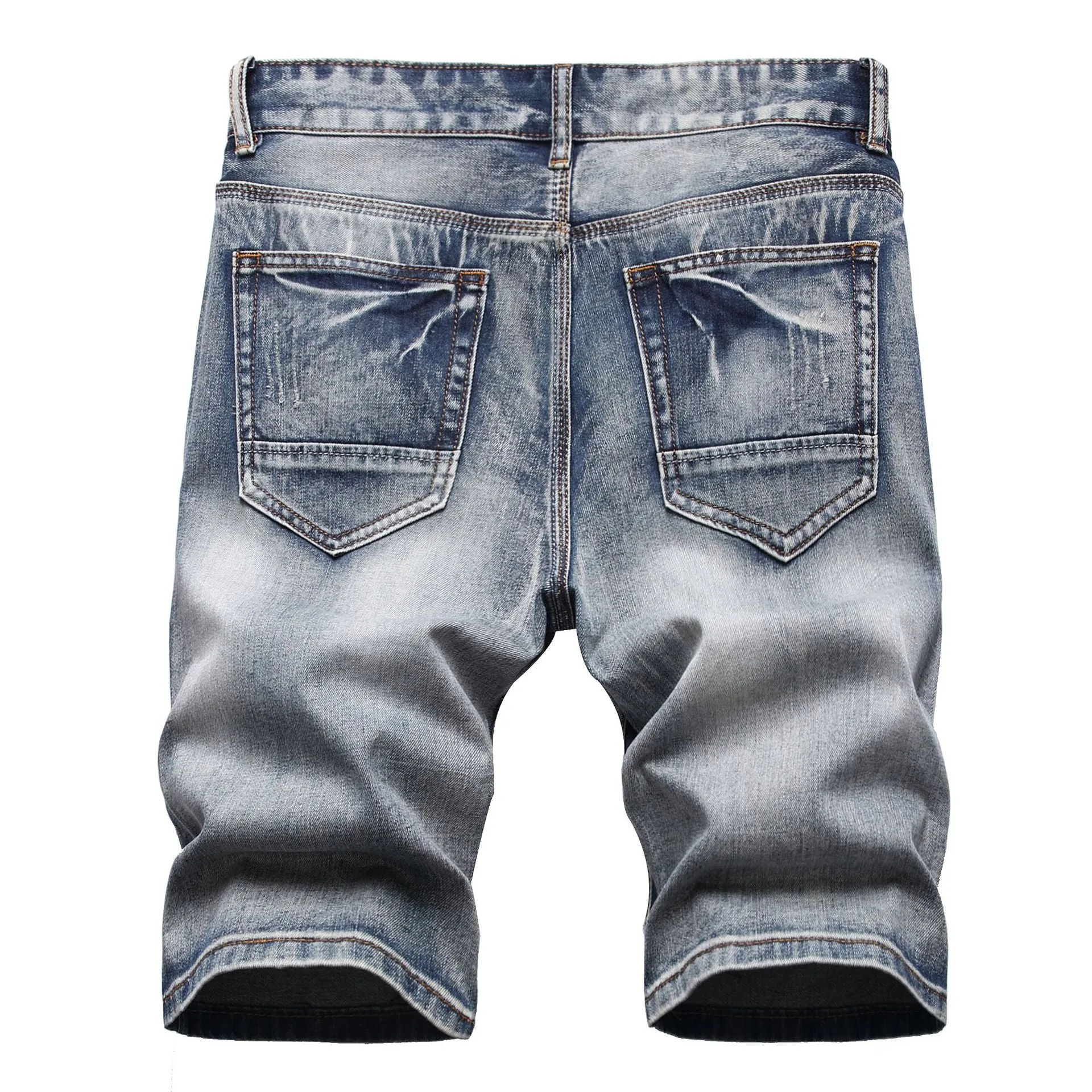 Men's Summer Ripped Distressed Relaxed Fit Casual Washed Denim Jeans Shorts | 810