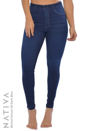 NATIVA, STRETCH JEANS. MICHELLE DREAM 00 DARK BLUE,  High Shaping Capacity, Ultra Comfy, 24-Hour Wear, Hi-Rise Super Skinny Jeans