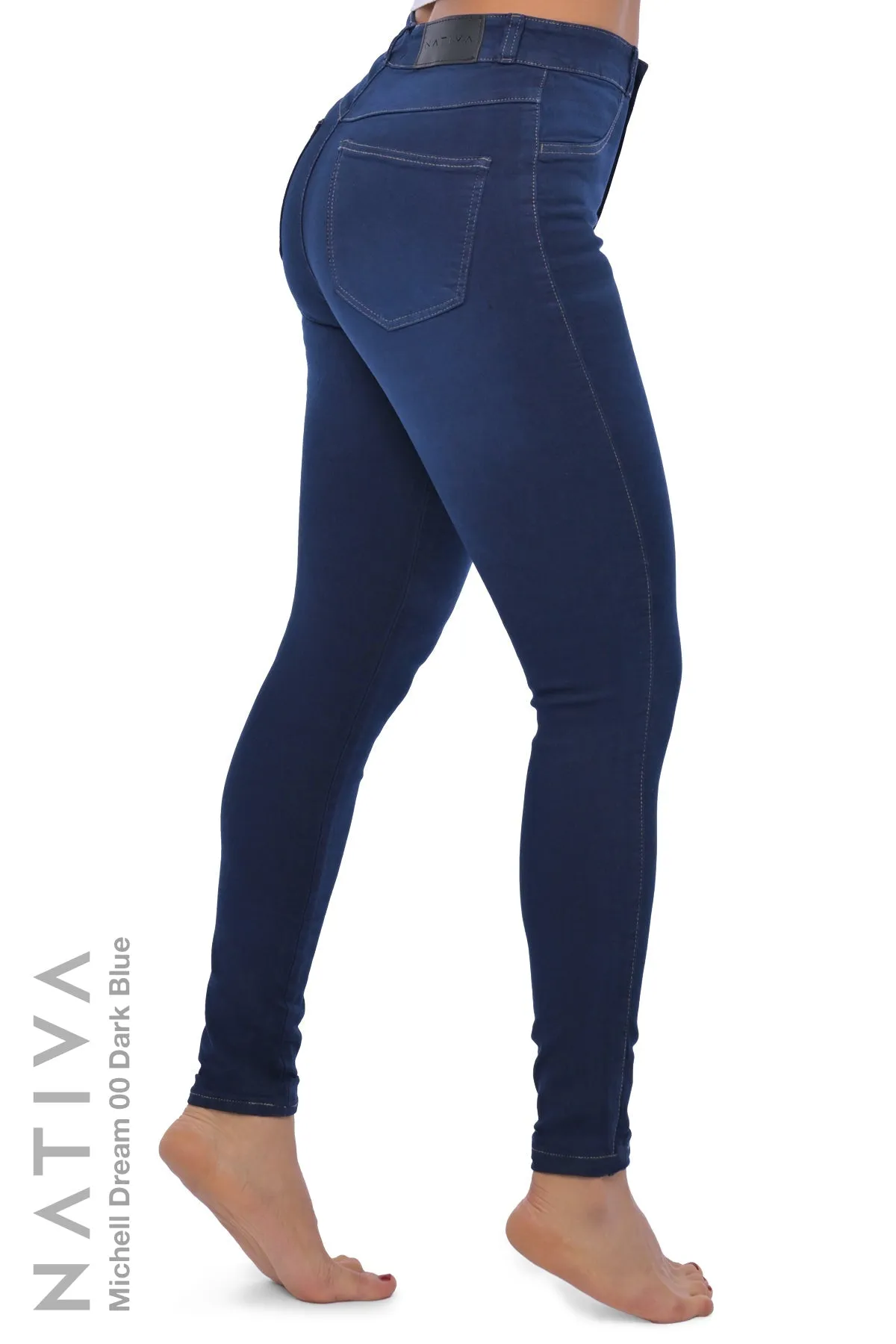 NATIVA, STRETCH JEANS. MICHELLE DREAM 00 DARK BLUE,  High Shaping Capacity, Ultra Comfy, 24-Hour Wear, Hi-Rise Super Skinny Jeans