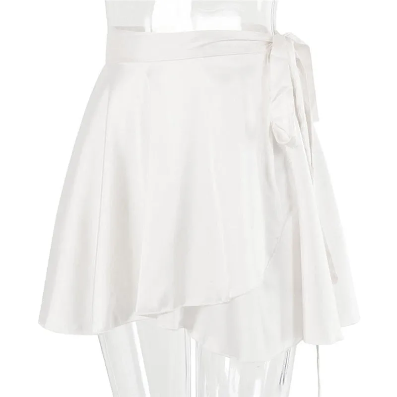 New White Elegant Satin 2 Two Piece Set