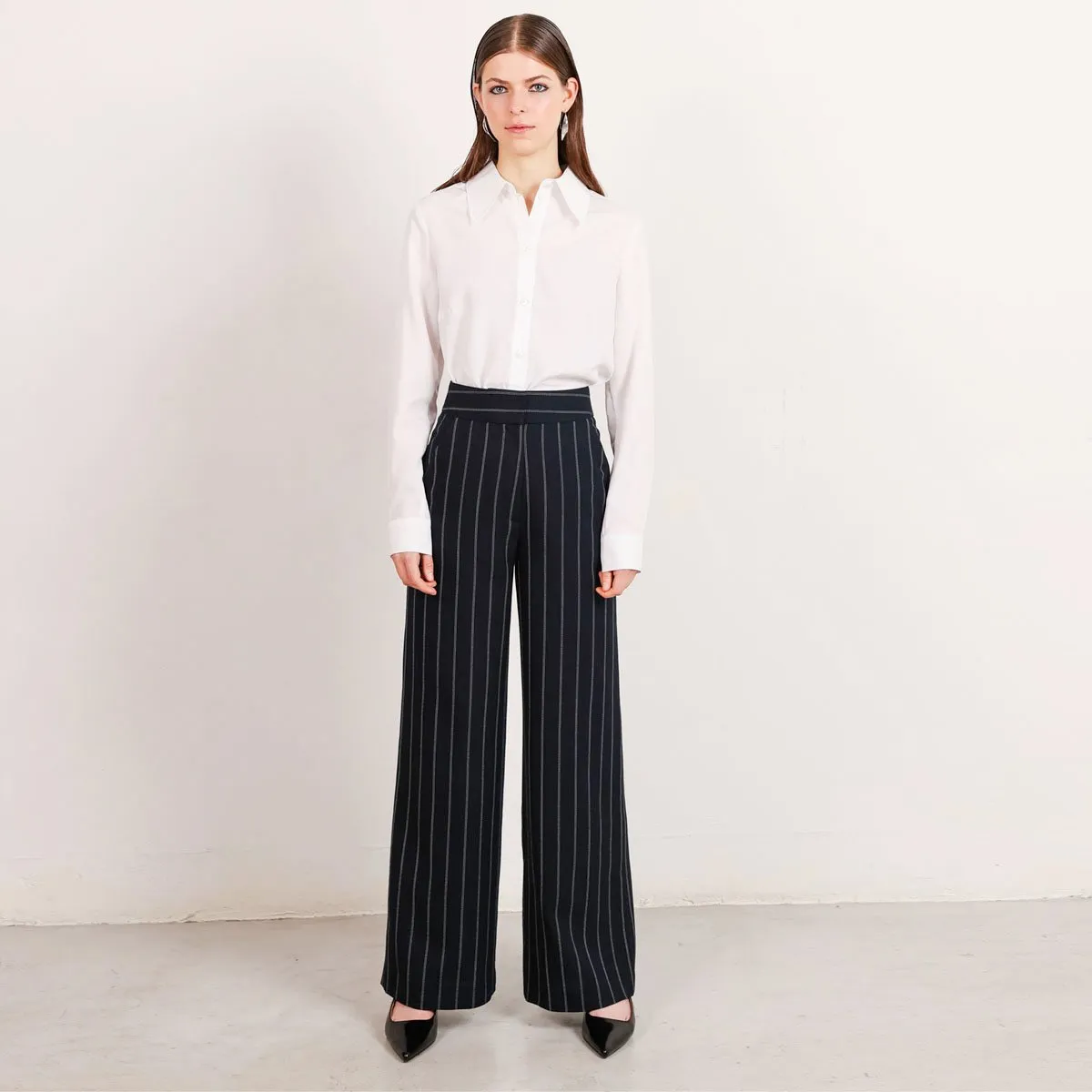 Paris Wide Leg Trousers Pinstripe