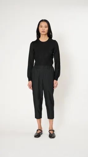 Pinstripe Cropped Trousers in Black