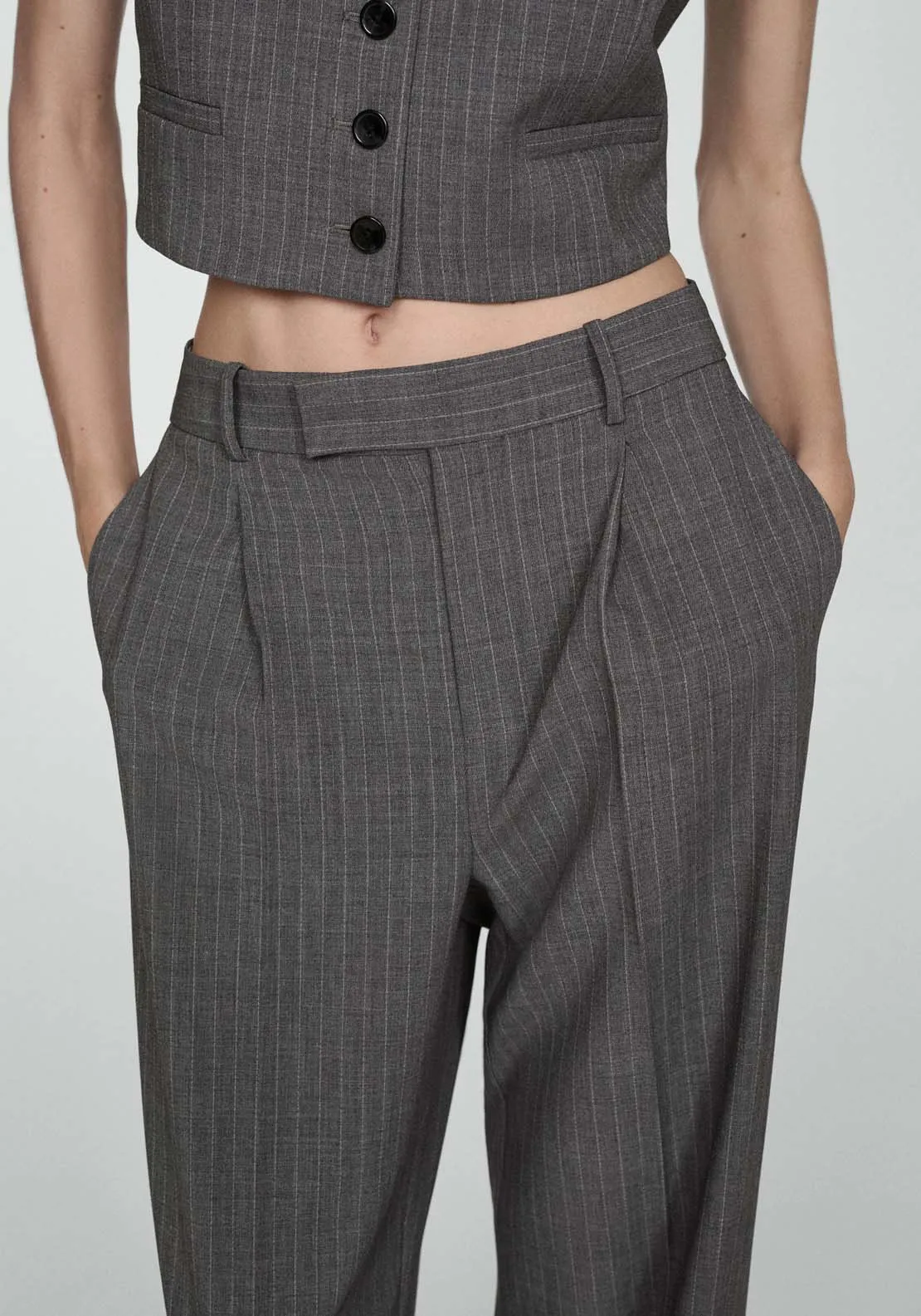 Pinstripe suit trousers - Gray