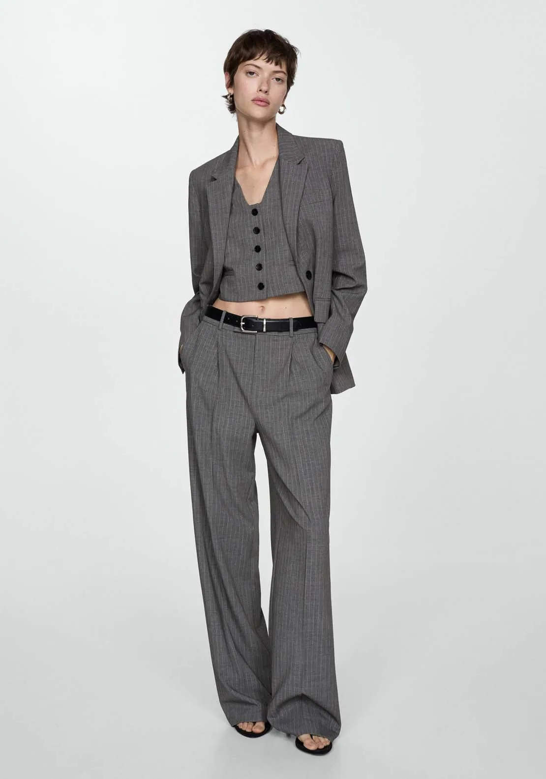 Pinstripe suit trousers - Gray