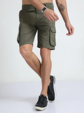 Premium Twill Olive Cargo Shorts