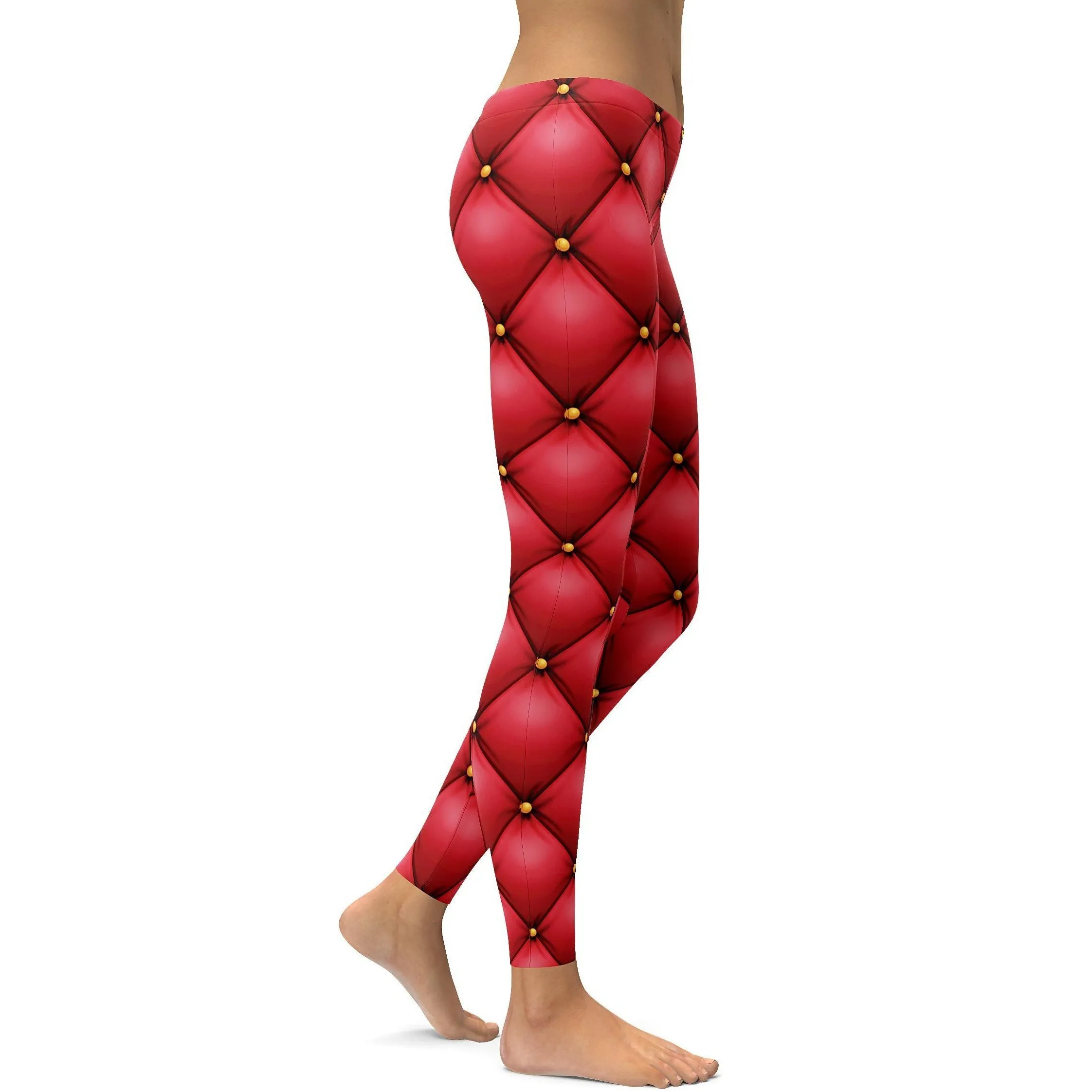 Quilted Red Leather Leggings