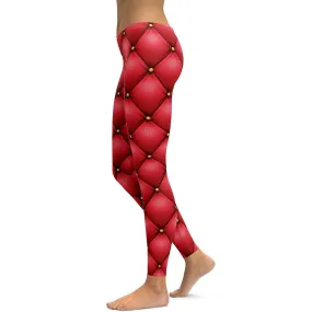 Quilted Red Leather Leggings