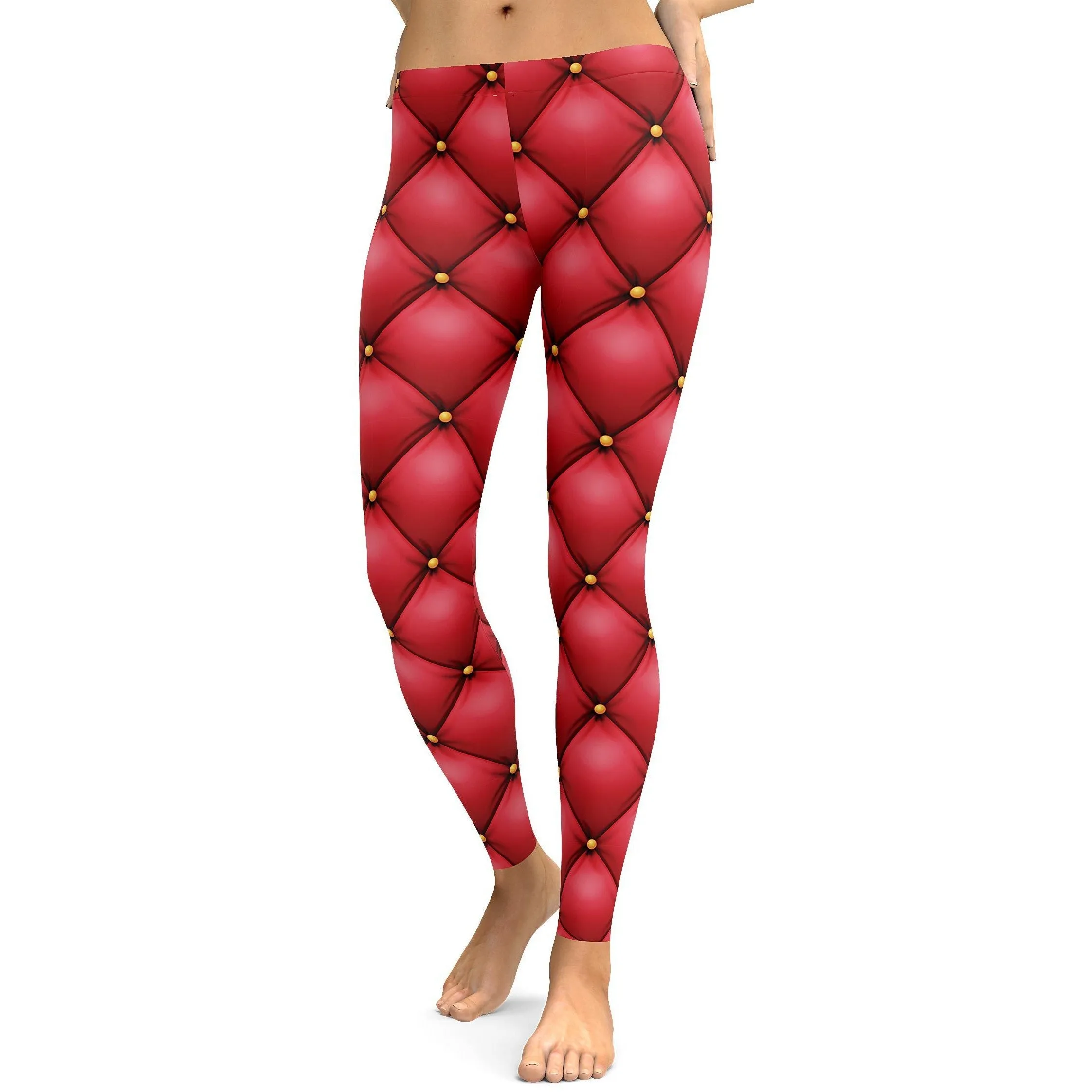 Quilted Red Leather Leggings