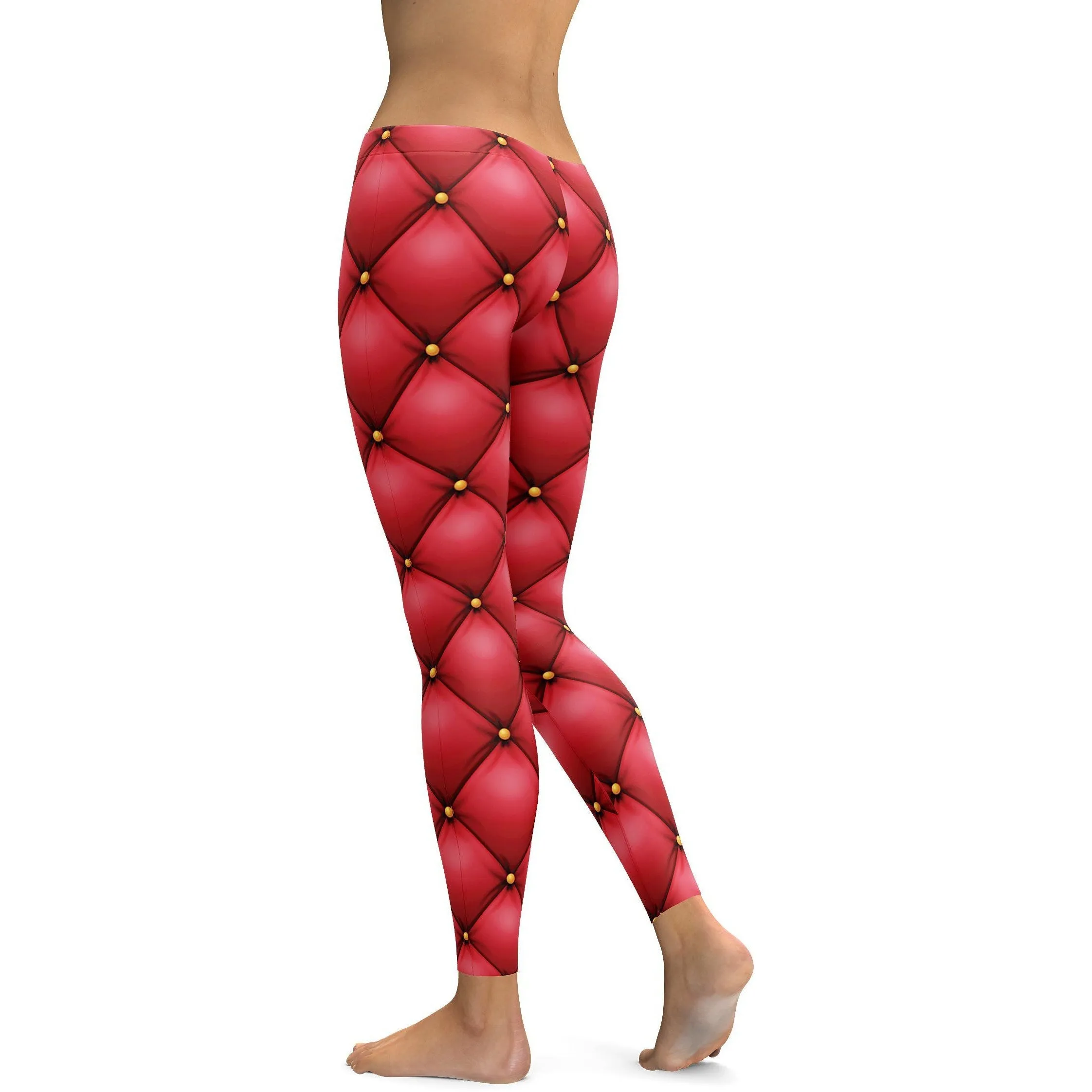 Quilted Red Leather Leggings