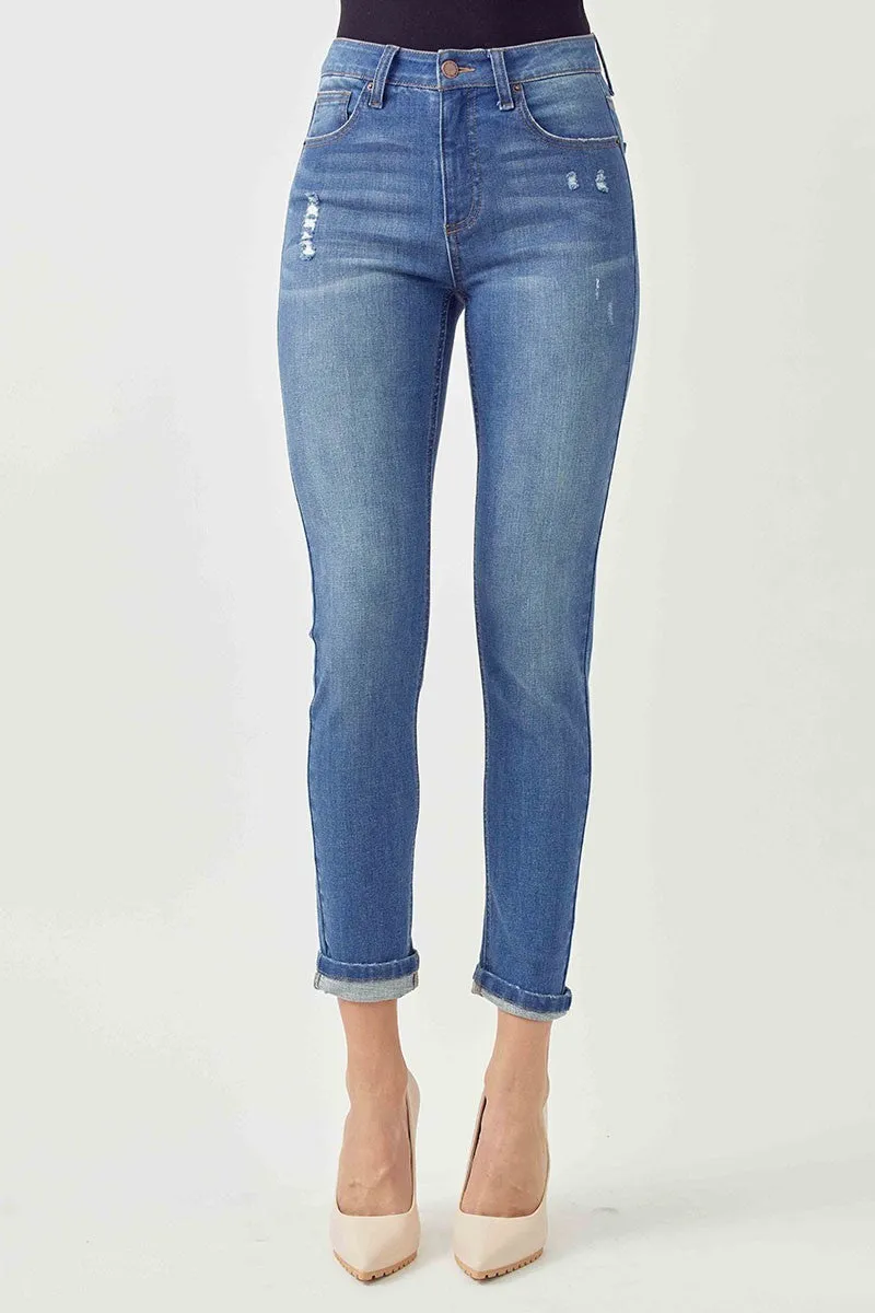 Risen Mid-Rise Ankle Skinny Jeans